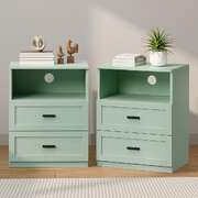 Green Bedside Tables 2 Drawers Set of 2 | EXTG