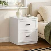 White 2 Drawer Bedside Table Nightstand | EXTG