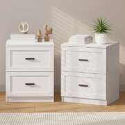 White Bedside Tables 2 Drawers 2-Pack | EXTG