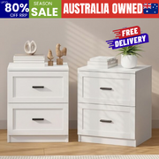 White Bedside Tables 2 Drawers 2-Pack | EXTG