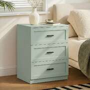 3 Drawer Bedside Table Nightstand Green | EXTG
