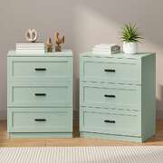 Green Bedside Tables 3 Drawers Set of 2 | EXTG
