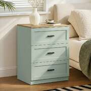 3 Drawer Bedside Table Nightstand Green | EXTG