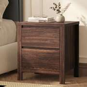 Bedside Table 2 Drawers Walnut 48x39x55cm