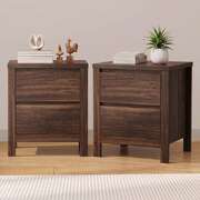 Bedside Table 2 Drawers Walnut 48x39x55cm