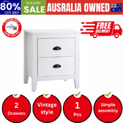 Bedside Table Nightstand Vintage 2 Drawers