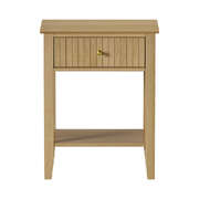 Bedside Table with 1 Drawer Open Shelf Nightstand Natural
