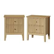 Bedside Tables Set 2 Gold Handle Natural | EXTG