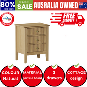 Bedside Table 3 Drawers Side End Nightstand Natural