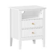 Bedside Table Nightstand 2 Drawer Storage Cabinet Bedroom White