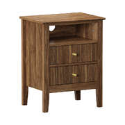 Bedside Table Nightstand 2 Drawer Storage Cabinet Bedroom Walnut