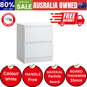 Bedside Table Nightstand 2 Drawers Side End Table Storage Cabinet White