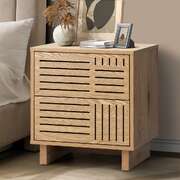 Bedside Table 2 Drawers Nightstand Storage Cabinet Natural