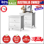 Bedside Tables Set of 2 Nightstand Side Table Storage Cabinet 2 Drawers