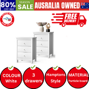 Bedside Tables Set of 2 Nightstands Storage Cabinet 3 Drawers White