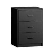 Bedside Table 3 Drawer Nightstand Bedroom Storage Cabinet Black