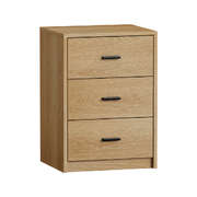 Bedside Table With 3 Drawers Bedroom Nightstand Storage Cabinet Natural