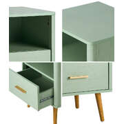 Bedside Table 1 Drawer Open Shelf Nightstand Green