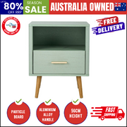 Bedside Table 1 Drawer Open Shelf Nightstand Green