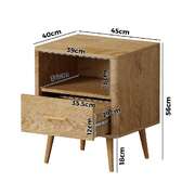 Bedside Table 1 Drawer Open Shelf Nightstand Natural