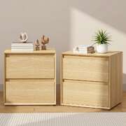 Bedside Tables 2 Drawers Set of 2 Natural | EXTG