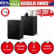 Bedside Tables Set of 2 Side Table Nightstand Black