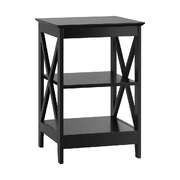 Side Table 3-tier Shelf X-Structured Sides Black