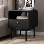 Bedside Table Bedroom Storage Nightstand Metal Black
