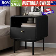 Bedside Table Bedroom Storage Nightstand Metal Black