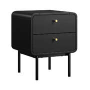 2-Drawer Bedside Table Bedroom Nightstand Metal Black