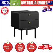 2-Drawer Bedside Table Bedroom Nightstand Metal Black