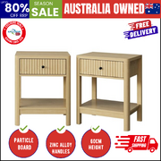 Bedside Table Drawer Side Table Storage Nightstand Natural 2 Pack
