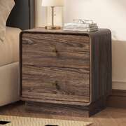 Bedside Table 2 Drawers Walnut 48x39.5x50cm