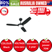 52" Ceiling Fan DC Motor With Light Remote Control 5 Speed Fans Black