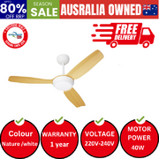 52" Ceiling Fan DC Motor With Light Remote Control 5 Speed Fans Wood