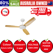 52'' Ceiling Fan DC Motor 3 ABS Blades with Remote Control Timer Wood