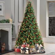 Christmas Tree 2.4M 8FT Xmas Decorations Green w/ LED Light and Pine Cones
