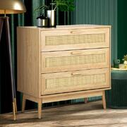 3 Chest of Drawers Tallboy Cabinet Clothes Storage Rattan Furniture