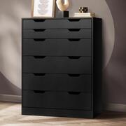 6 Chest of Drawers Tallboy Storage Cabinet Dresser Bedroom Black