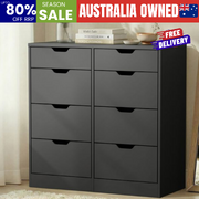 8 Chest of Drawers Tallboy Cabinet Bedroom Storage Black