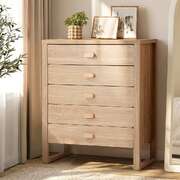 5 Drawer Tallboy Dresser Natural Wood | EXTG