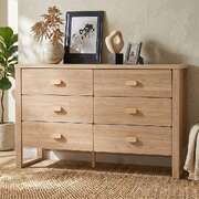 6 Drawer Lowboy Dresser Natural Wood | EXTG