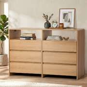 Natural 6 Drawer Chest 120x40x73cm