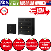 5 Chest of Drawers and Bedside Table Hamptons Furniture Set Black