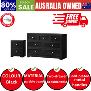 7 Chest of Drawers and Bedside Table Hamptons Furniture Set Black