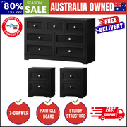 7 Chest of Drawers and 2 Bedside Tables Hamptons Furniture Set