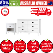 6 Chest of Drawers and Bedside Table Vintage Bedroom Set