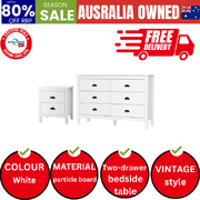 6 Chest of Drawers and Bedside Table Vintage Bedroom Set White