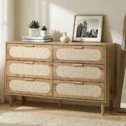 6 Chest of Drawers Lowboy Storage Cabinet Dresser Natural