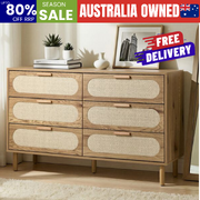 6 Chest of Drawers Lowboy Storage Cabinet Dresser Natural